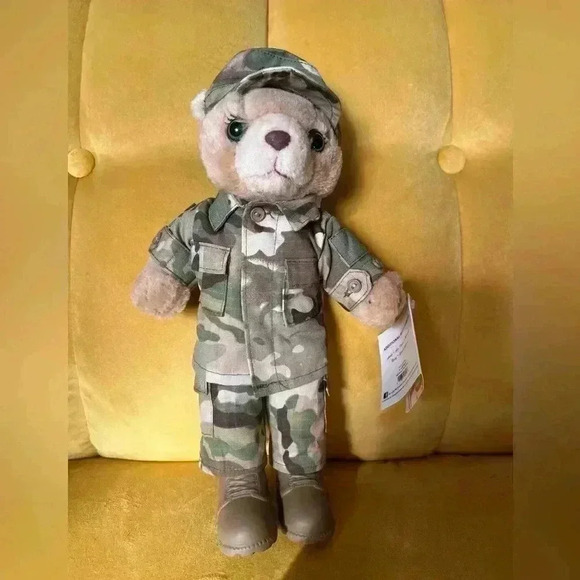 Vintage Bear Forces of America Green Camouflage 11" Plush Teddy 1989 Stuffed Toy - Picture 1 of 4
